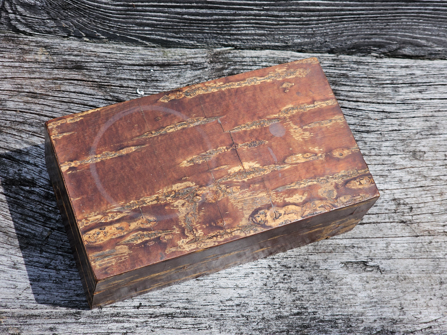 Antique wooden box with interesting veneer