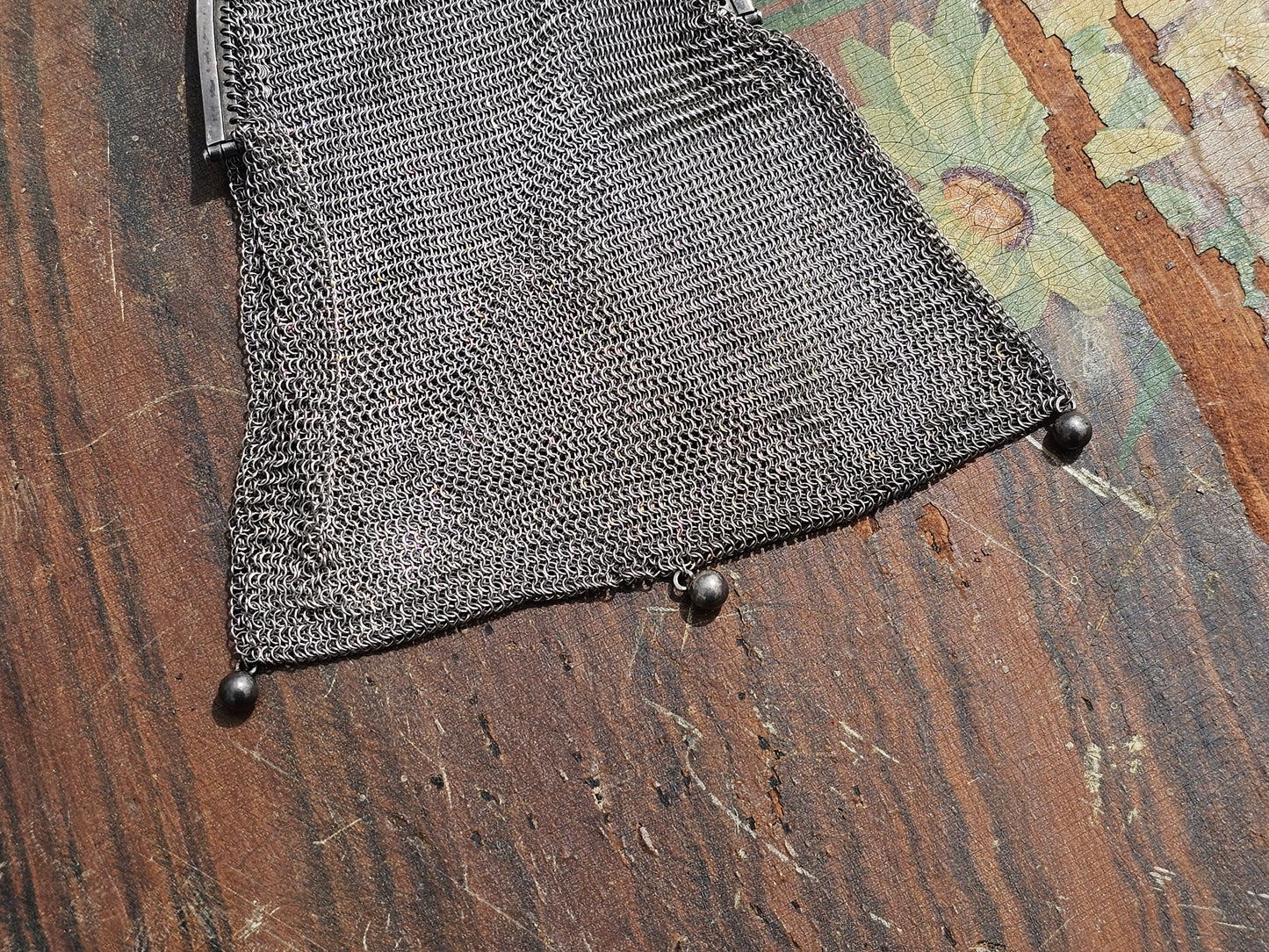 Antique sterling silver mesh purse, approx 2.64 troy oz, 6" length not including chain