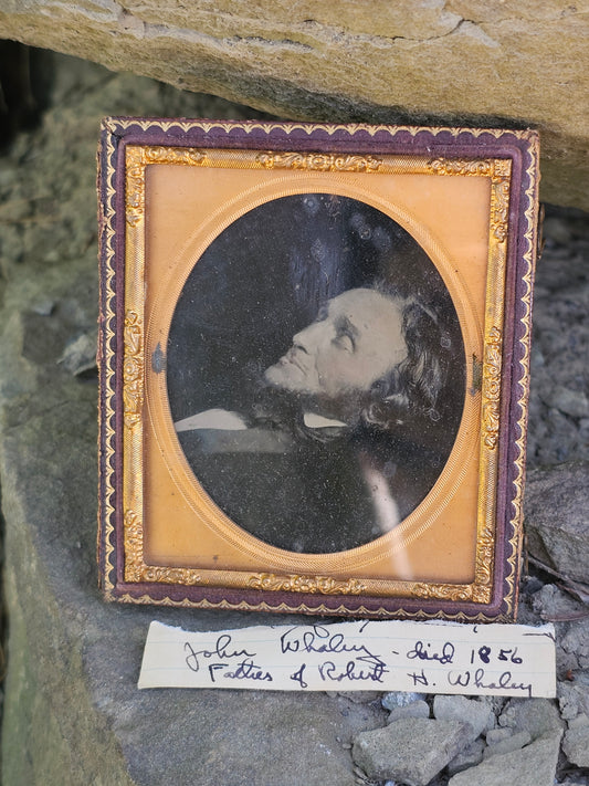 Spectacular 1/6th Plate Post-Mortem Ambrotype Photo of John Whaley, Died 1856, With Bonus Ambrotype of His Wife