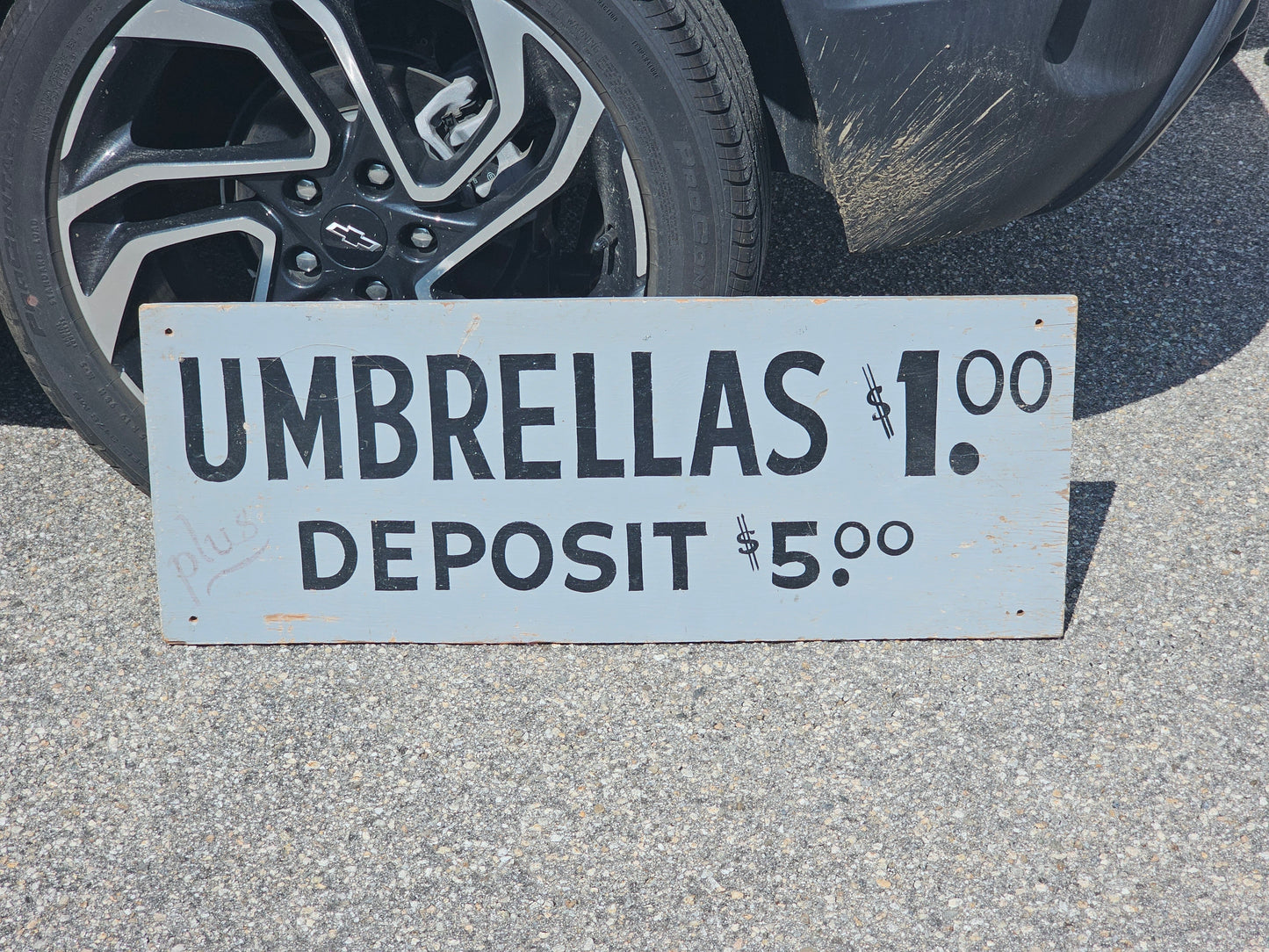 Antique Hand Painted Wood Umbrella Rental Sign