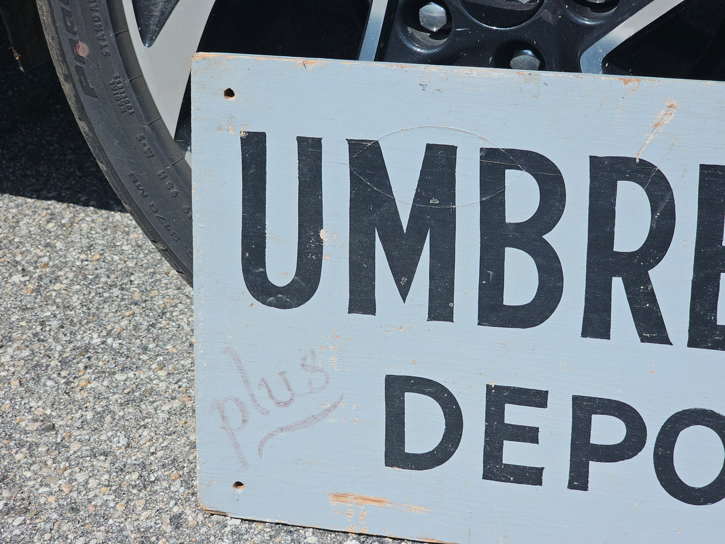 Antique Hand Painted Wood Umbrella Rental Sign