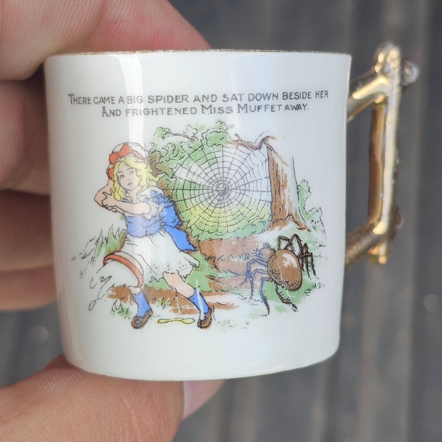 Vintage Little Miss Muffet Spider Teeny Tiny Teacup with Handle