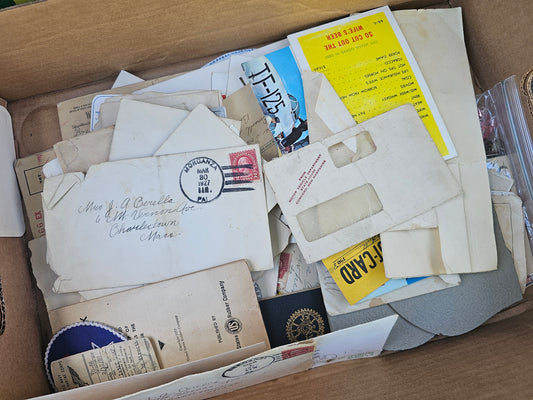 Huge Mixed Ephemera Lot - Antique Letters, Postcards, Documents, Patches, Military Documents, Etc.