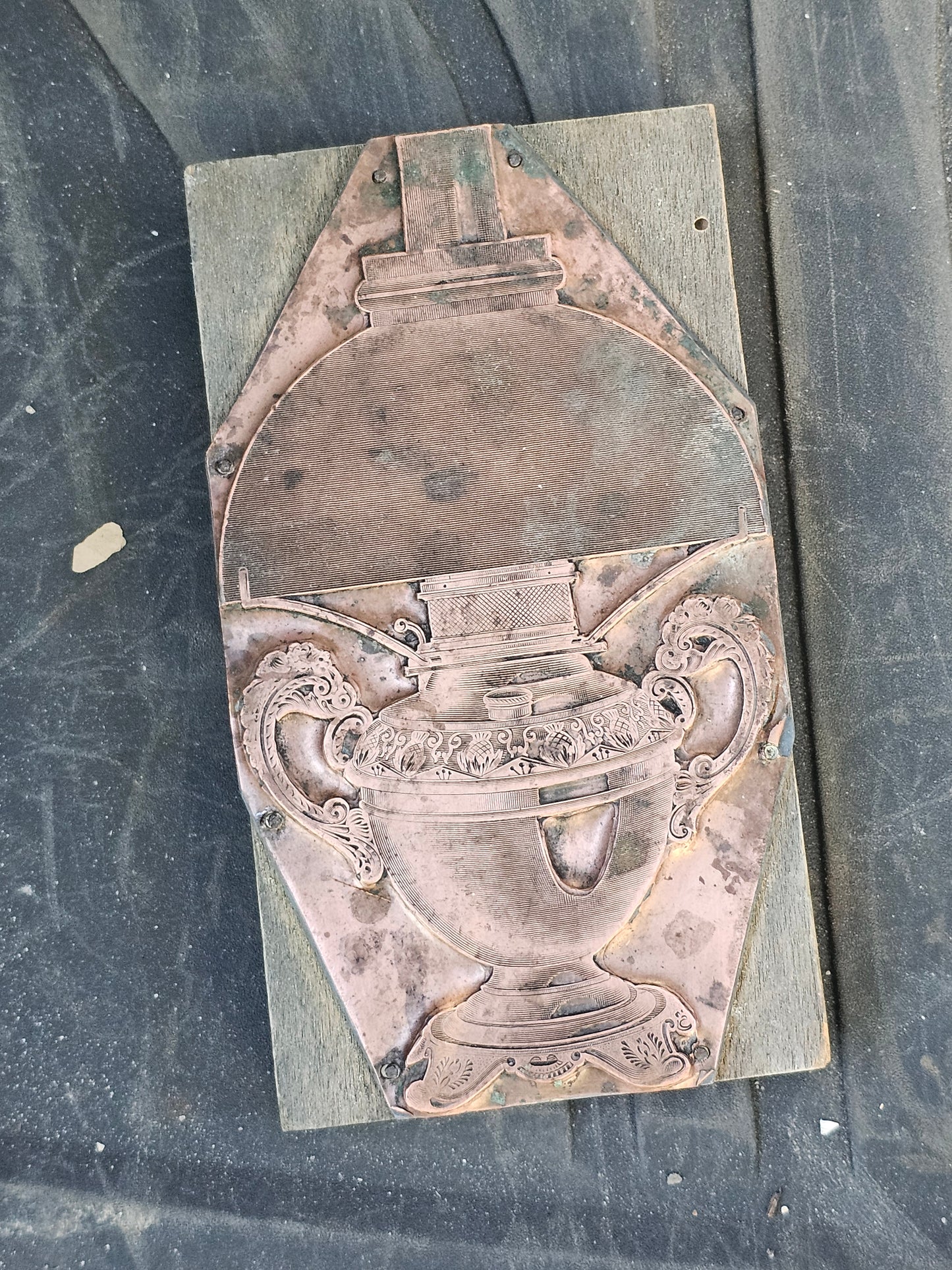 Antique Printing Plate Advertising an Oil Lamp