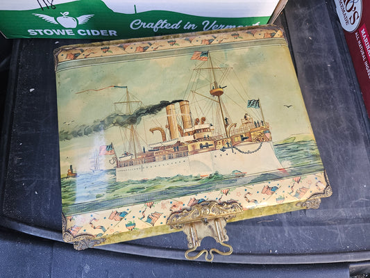 Remember The Maine Antique Spanish American War Celluloid Photo Album - Empty - Fair Condition - Music Box Needs Restored