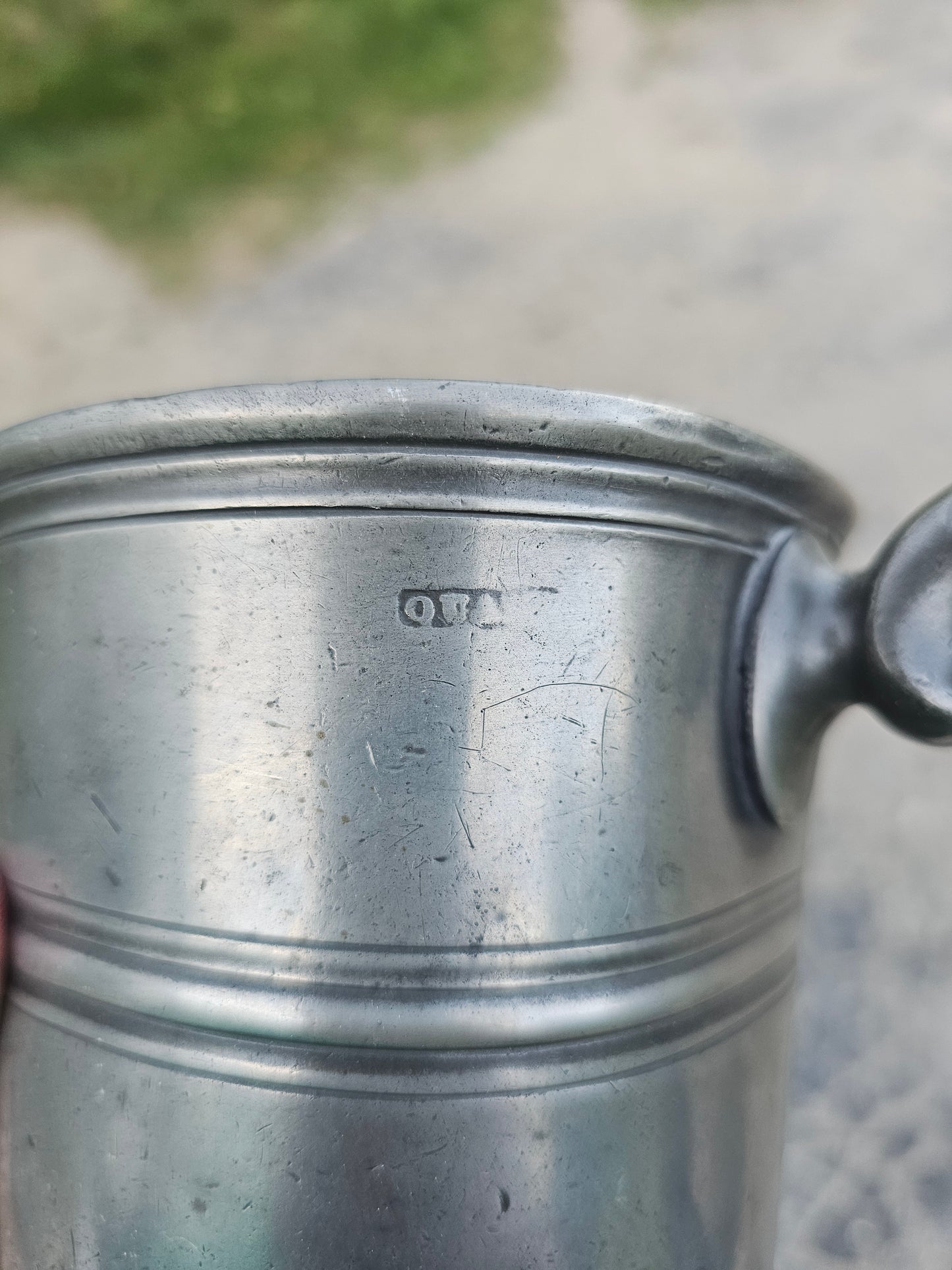 Large Antique Hallmarked Pewter Tankard from NH, William Barrett