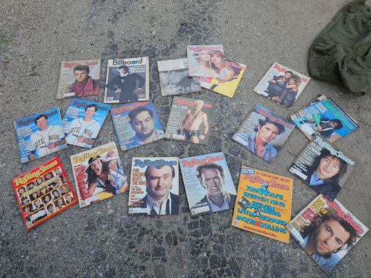 Large Lot of 18 Pop Culture Magazines from the 1980s, Mostly Rolling Stone, Misc Condition, Michael Jackson, Mad Max, David Bowie, etc. Price is for ALL