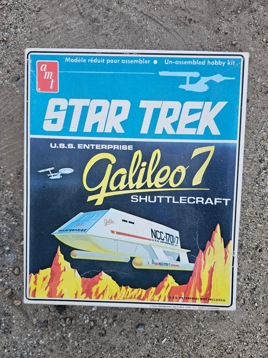 Vintage Star Trek U.S.S. Enterprise Galileo 7 Shuttlecraft AMT Model Kit, 1974, Appears Plastic is Unopened