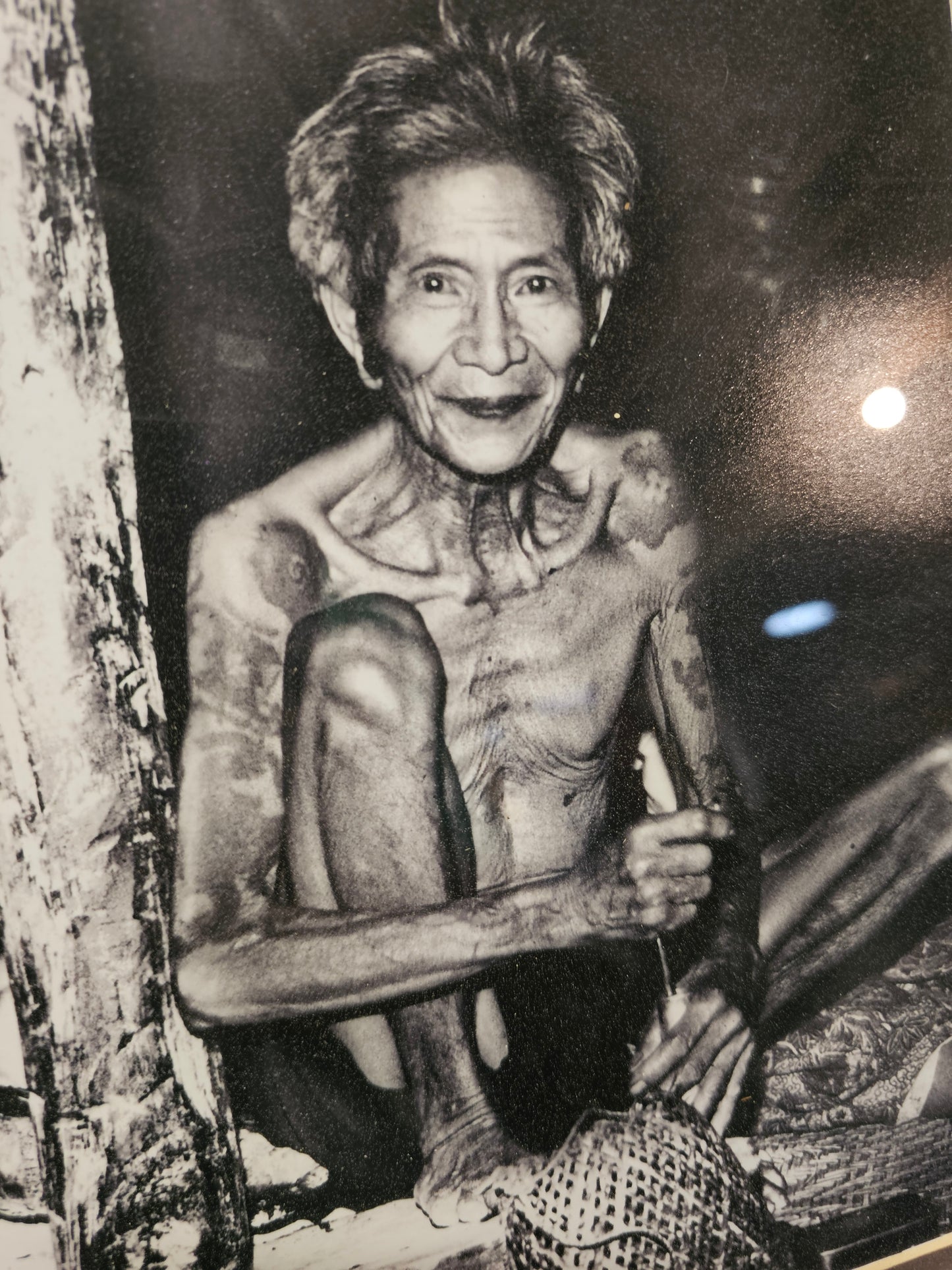 Vintage Framed Photo of Two Tattooed Individuals, Signed by Photographer Victor Friedmann, Titled "Friends, Borneo", 1981