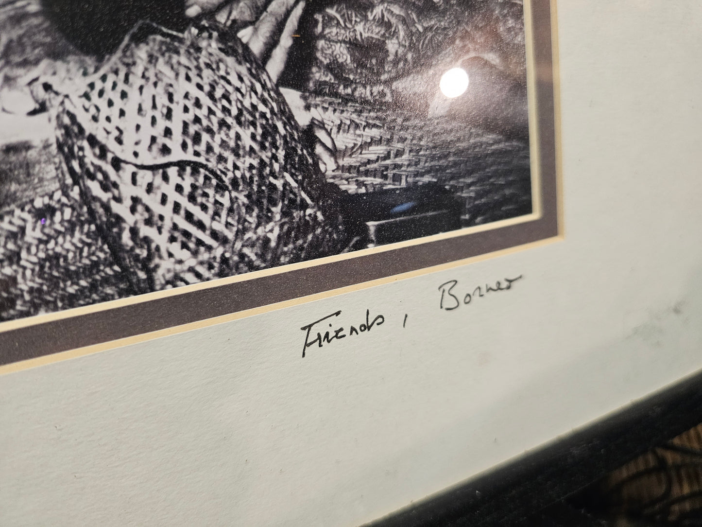 Vintage Framed Photo of Two Tattooed Individuals, Signed by Photographer Victor Friedmann, Titled "Friends, Borneo", 1981