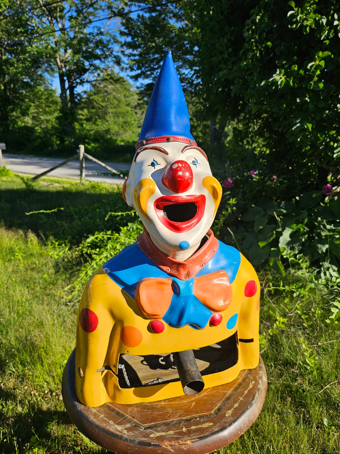 Vintage Fiberglass Laughing Clown Amusement Park Game