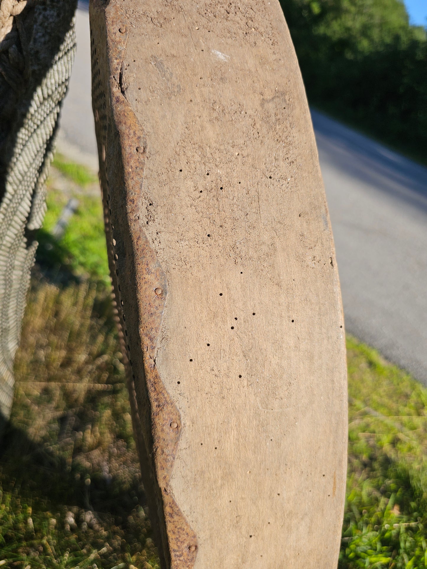 Large 33" Diameter Primitive Metal and Wood Sifter, Rustic Decor