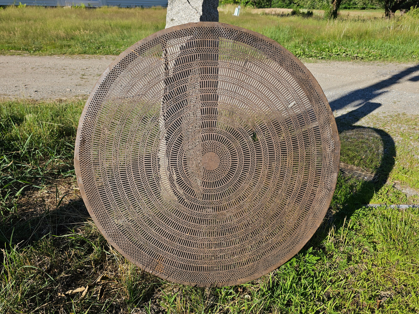 Large 33" Diameter Primitive Metal and Wood Sifter, Rustic Decor