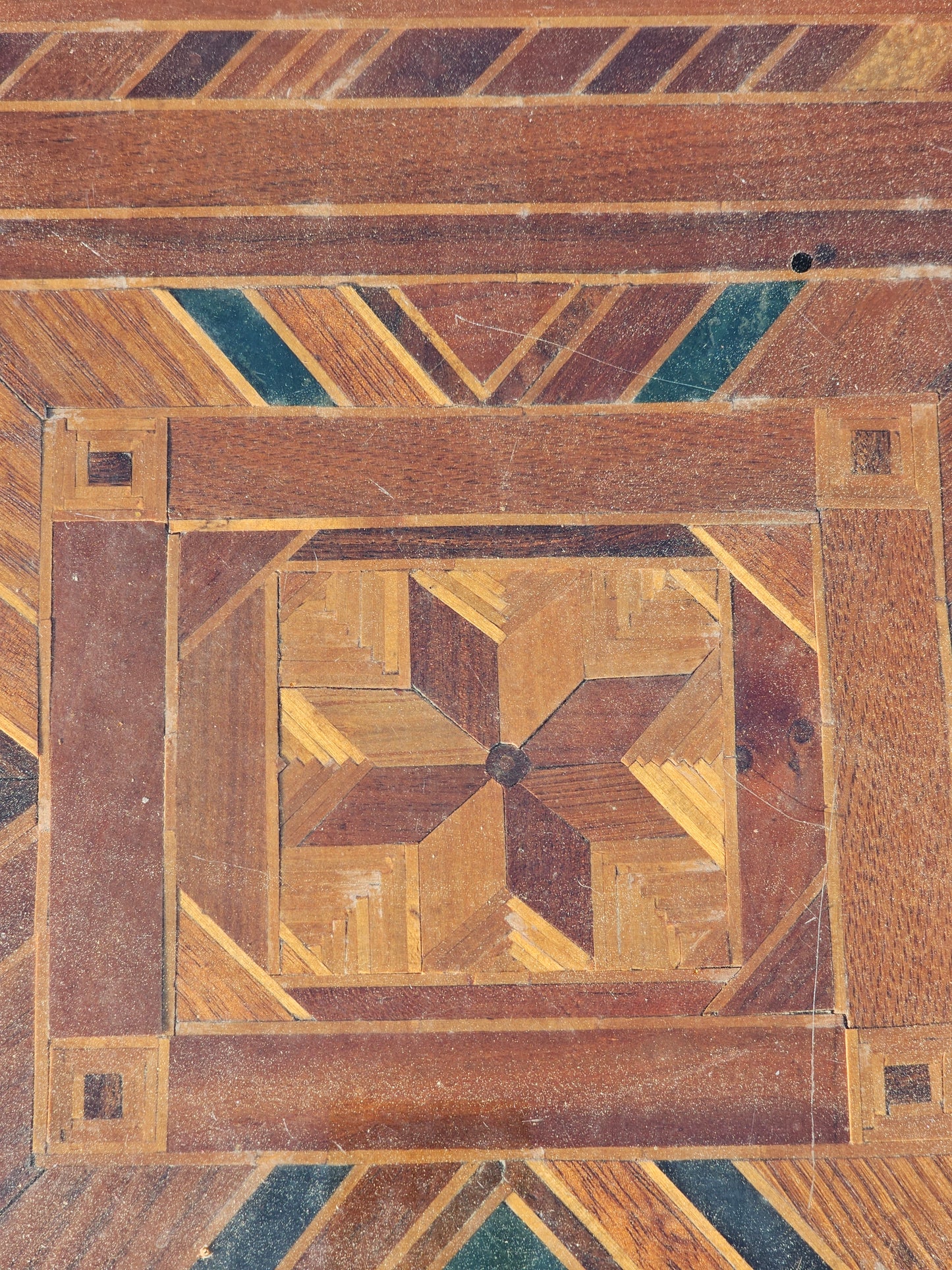 Unusual Inlaid Folk Art Wood Tray / Table Top