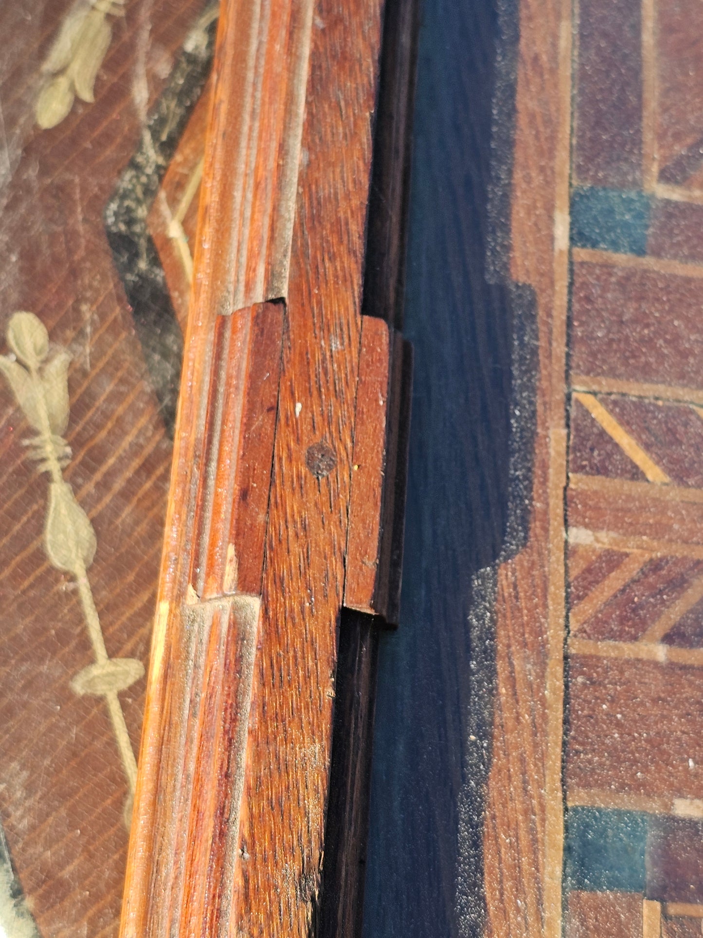 Unusual Inlaid Folk Art Wood Tray / Table Top