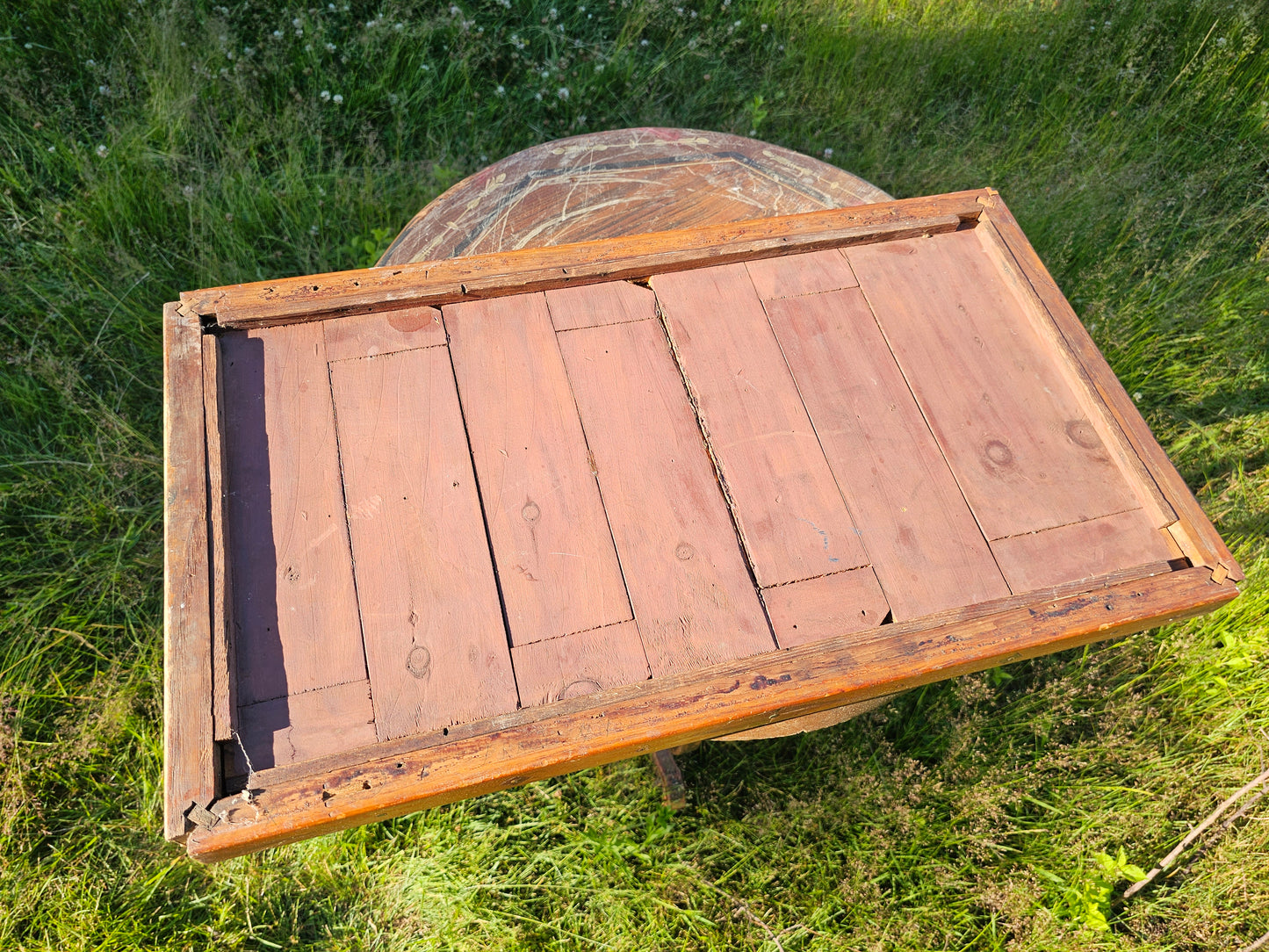 Unusual Inlaid Folk Art Wood Tray / Table Top