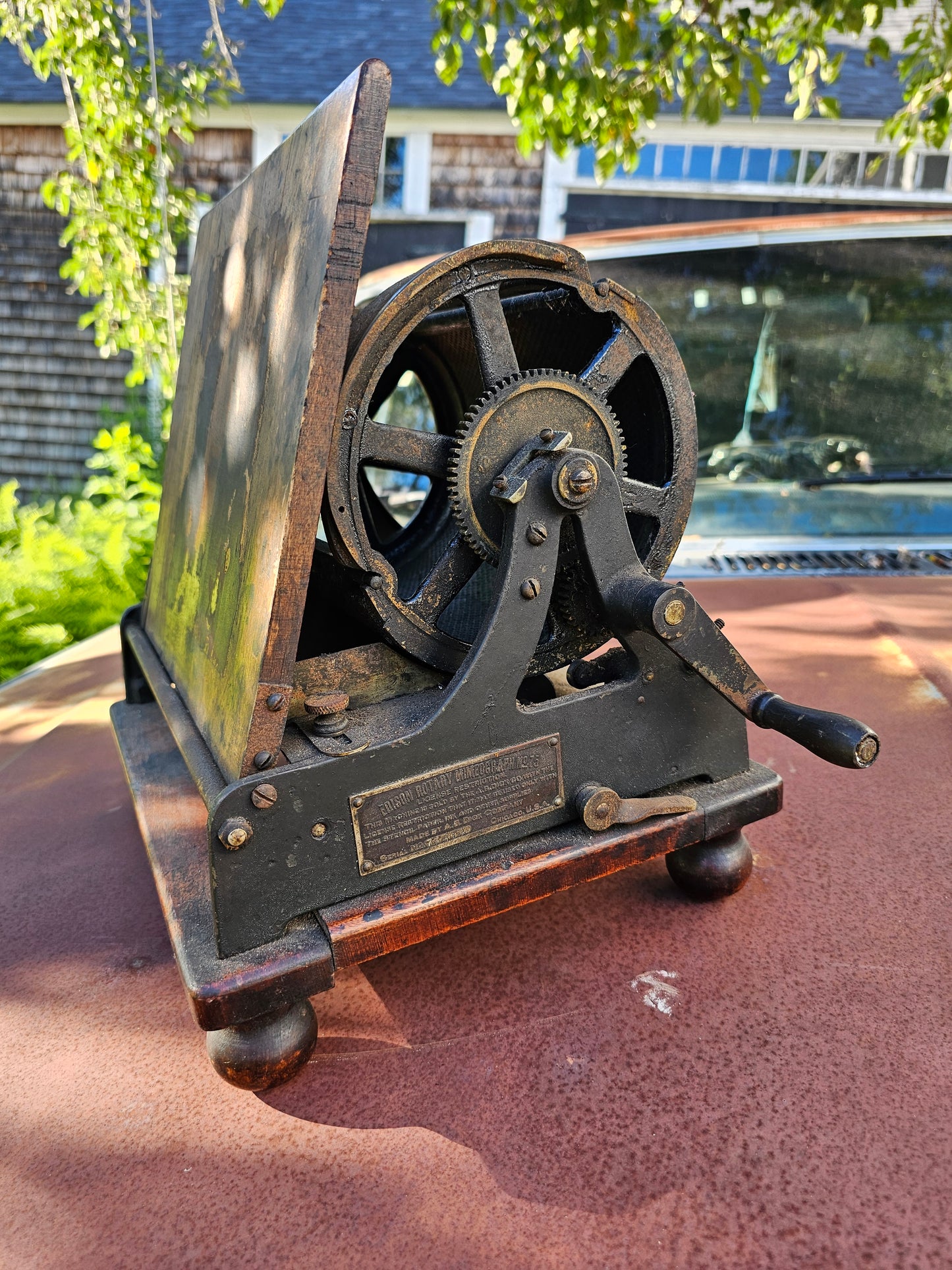 Antique Edison Rotary Mimeograph No. 75 Duplicating & Stencil Printing Machine, Made by A.B. Dick Company, Chicago, U.S.A., Copyright 1904