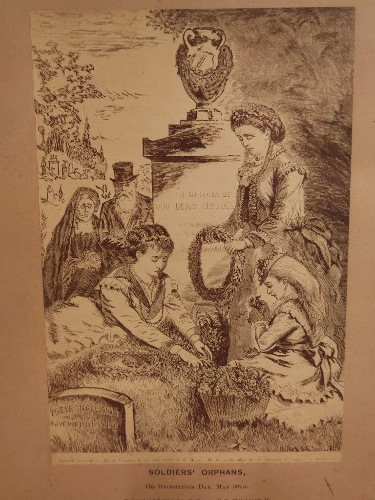 Antique Soldiers' Orphans Mourning Print, Dated 1871, Published By N. Munroe, MD Of Phiadelphia