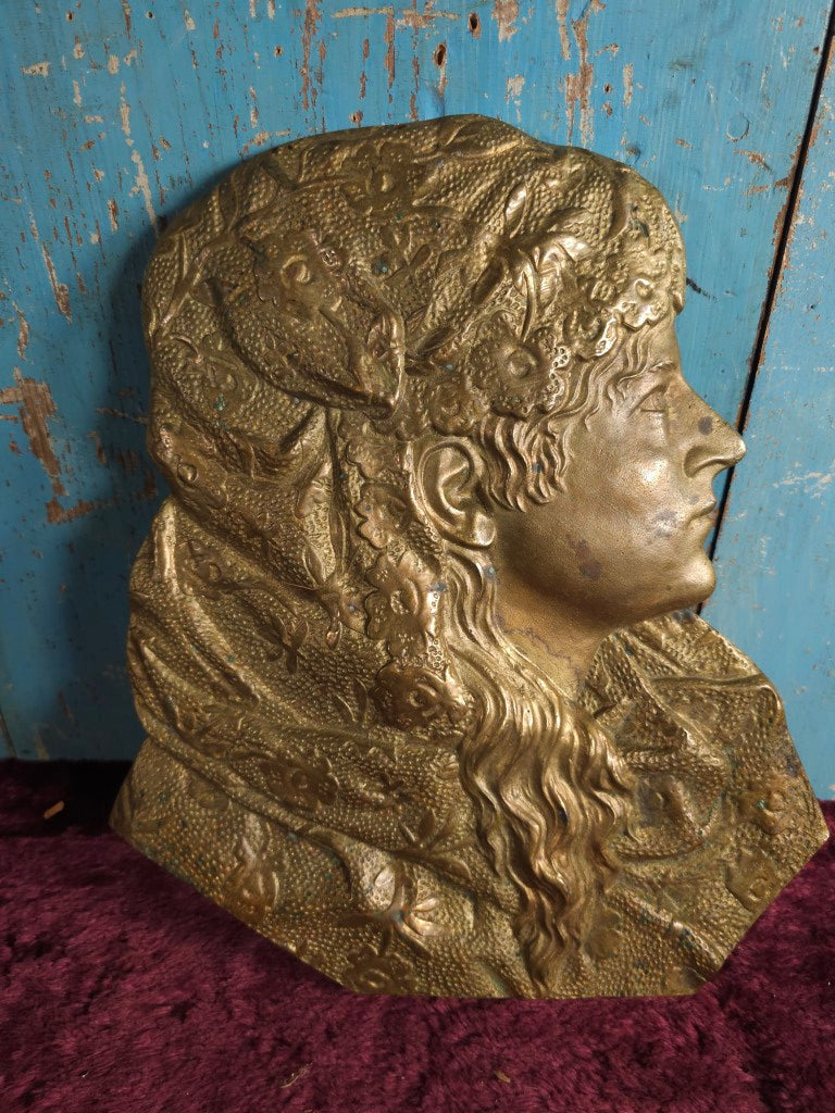 Heavy Brass Woman Head, Vintage To Antique