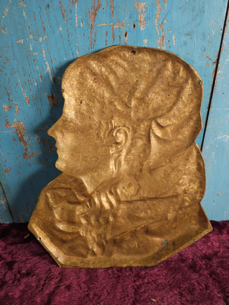 Heavy Brass Woman Head, Vintage To Antique