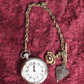 Lot 014 - Antique Pocket Watch With Watch Chain And Locket Fob Containing Hair Memento, Broken Glass, And FCB Watch FOB, Includes Box