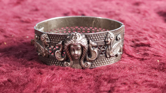 Antique Bracelet With Woman'S Head And Snakes, Sphinx Motif