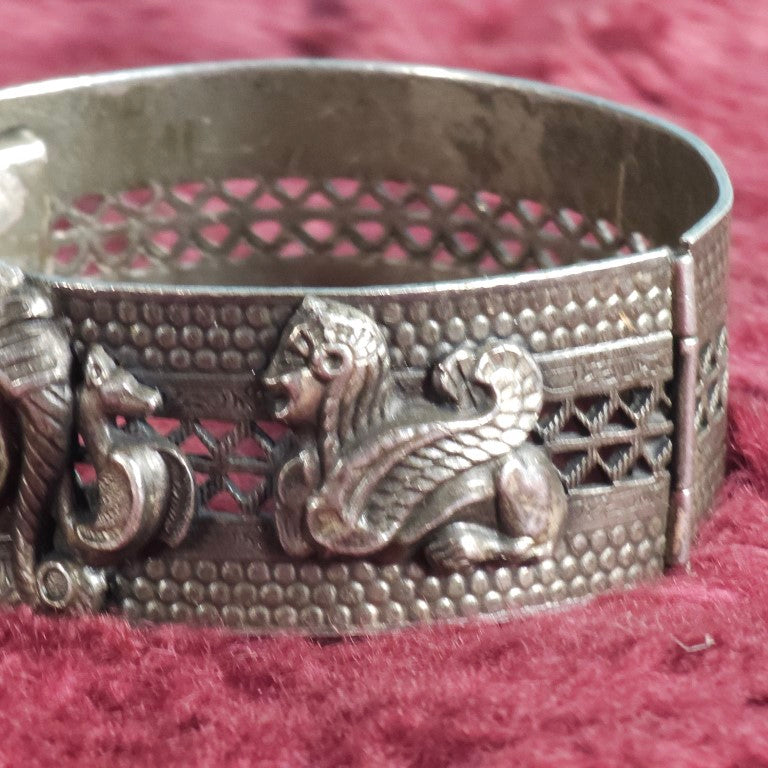 Antique Bracelet With Woman'S Head And Snakes, Sphinx Motif