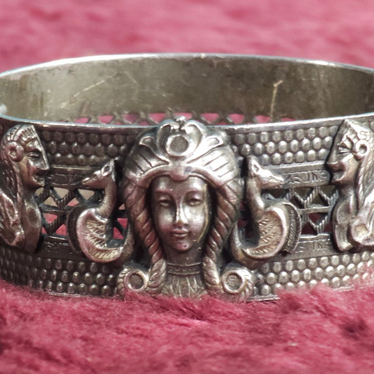 Antique Bracelet With Woman'S Head And Snakes, Sphinx Motif