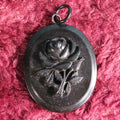 Lot 018 - Antique Black Mourning Brooch With Rose Motif