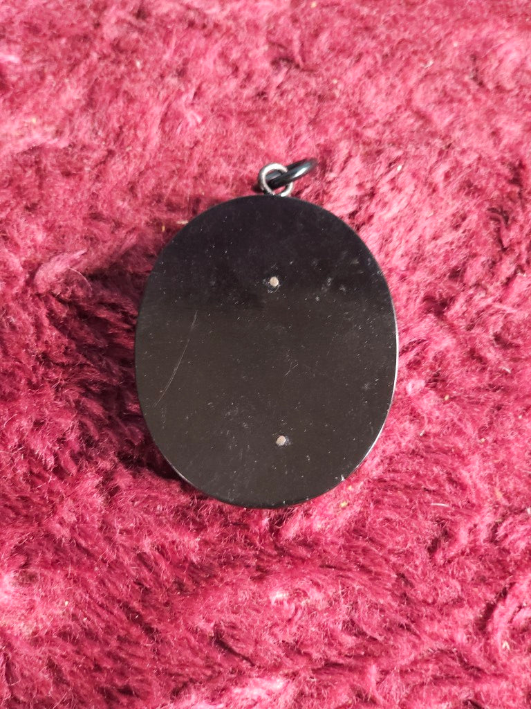 Antique Black Mourning Brooch With Rose Motif