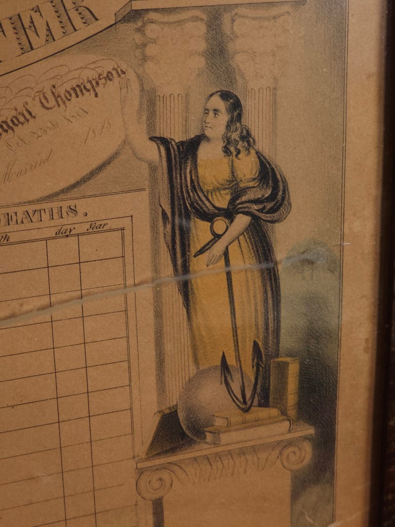 Antique Family Register Lithograph, Hand Filled, Published By N. Currier, Sprowl Family