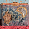 Lot 021 - Antique Photo Album, Blue Velvet, "Our Friends" Engraved Plaque, Poor Interior Condition, But Good Photos, Mirror Cracked, 28 Photos