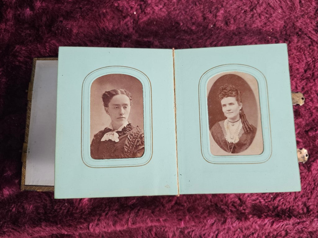 Antique Cdv Sized Photo Album, Cover Detached, 35 Photos