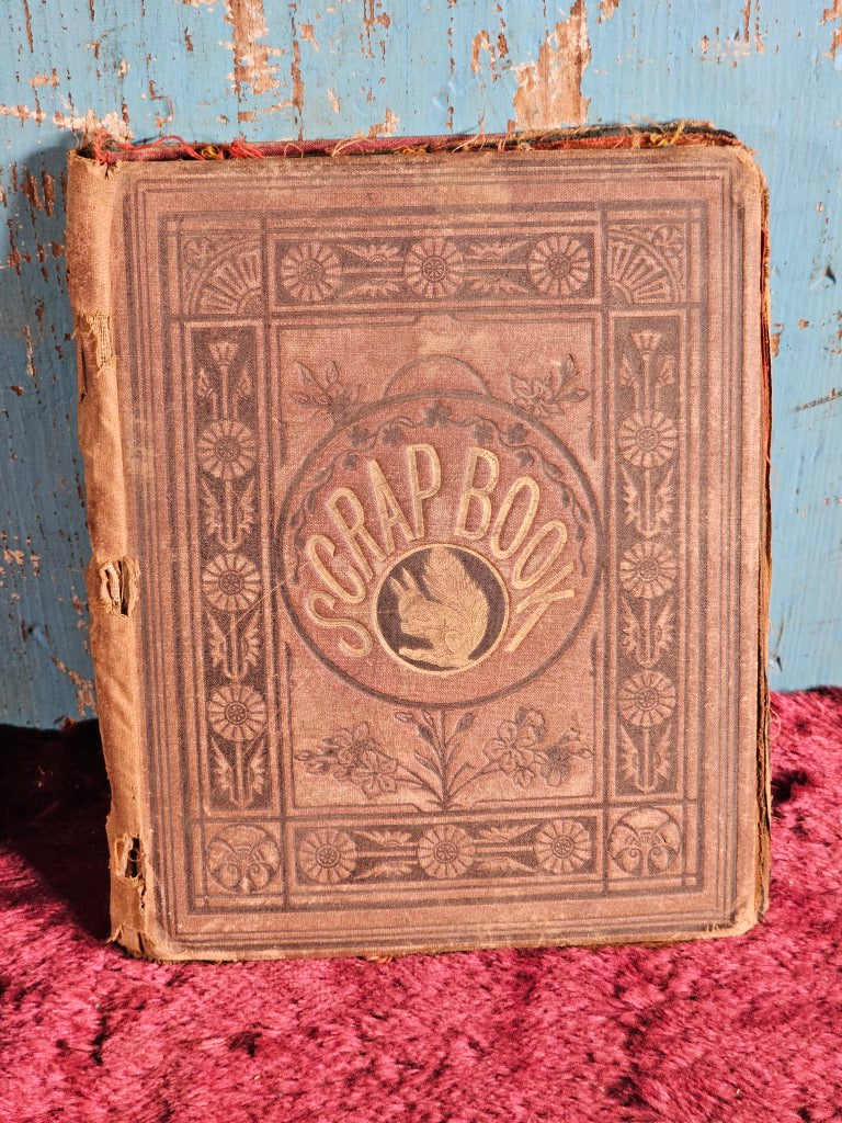 Antique Scrapbook With Linen Pages, Many Interesting Cards