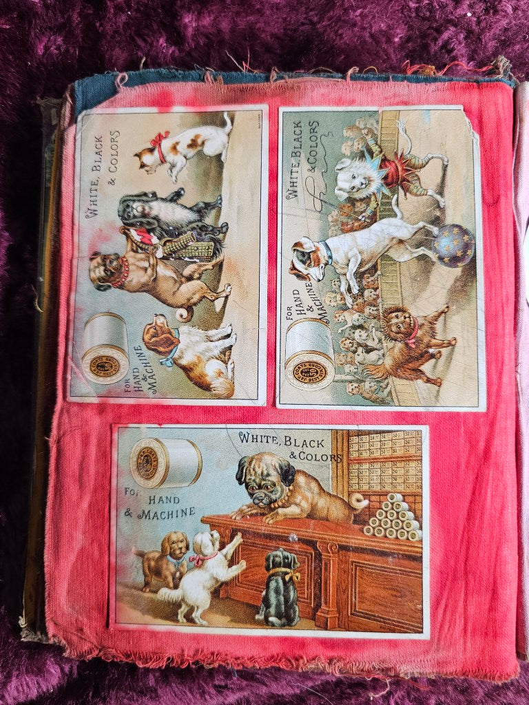 Antique Scrapbook With Linen Pages, Many Interesting Cards