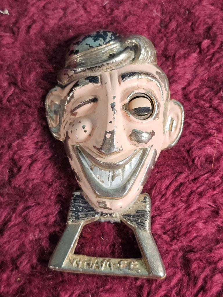 Vintage Wham-Ee Crazy Eye Bottle Opener, Brass