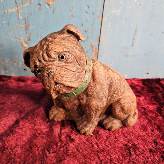 Wooden Bull Dog With Green Collar, Carnival Prize