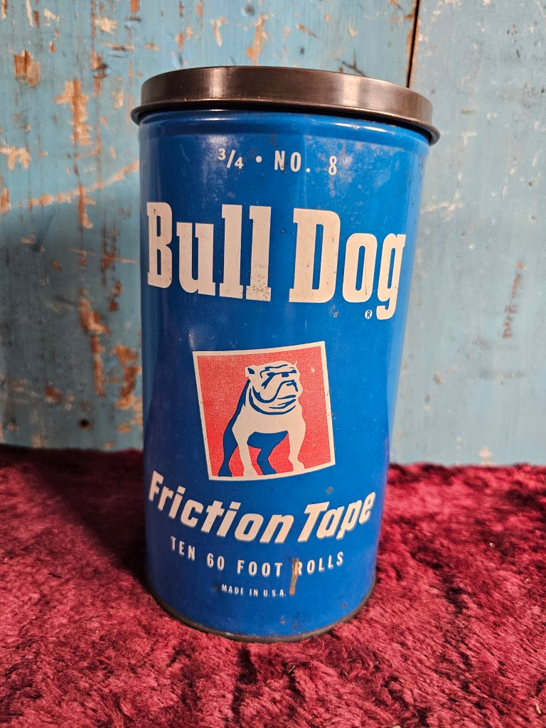 Vintage Bull Dog Friction Tape Tin, Boston Woven Hose & Rubber Company