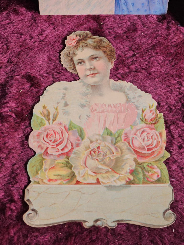 Grouping Of Antique Victorian Die Cuts Including Girl With Chihuaha