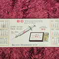 Lot 064 - 1925 BD Products Syringe Advertising Calendar And Blotter, Becton, Dickinson, & Co.