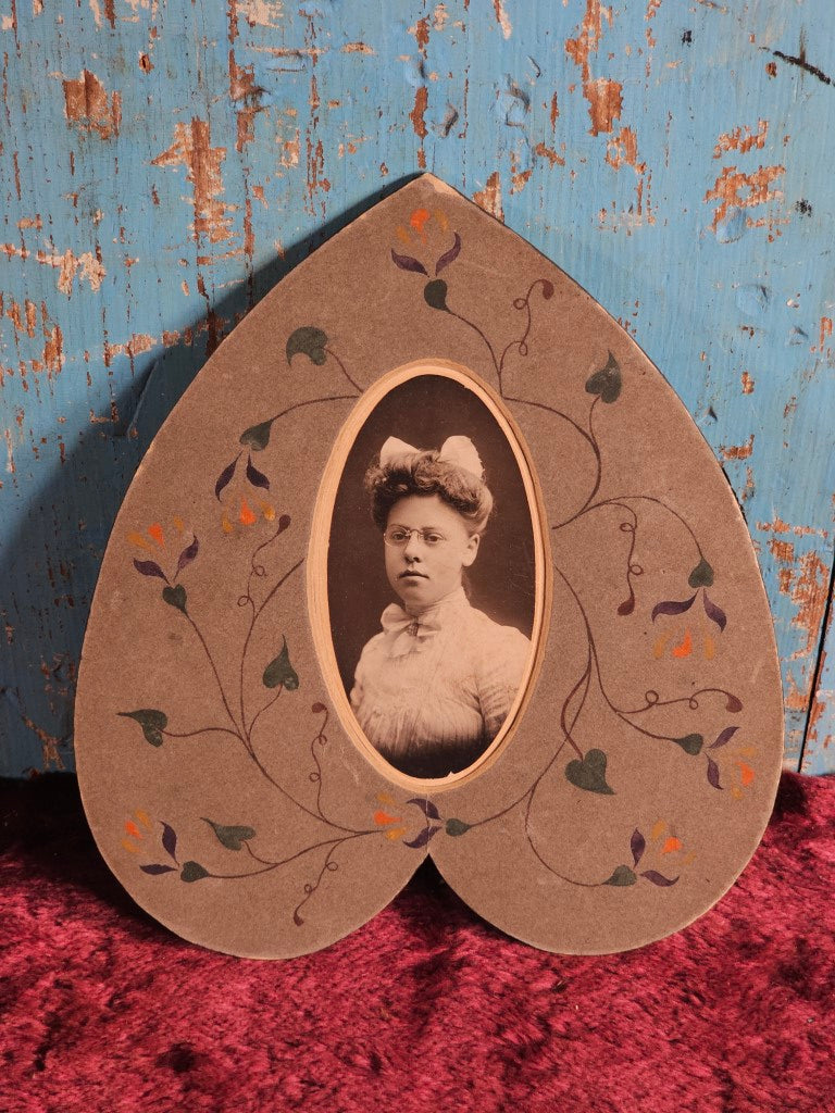 Photo Of Woman In Unique Upside Down Heart Card Stock Frame