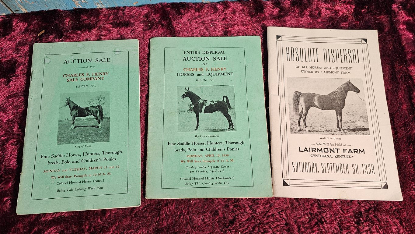 Grouping Of Three 1939 Equestrian Auction Horse Catalogs