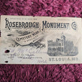 Lot 099 - Rosebrough Monument Company Trade Card, "Cemetery Work A Specialty," St Louis, Mo, Holes, Losses