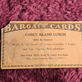 Lot 101 - Coney Island Lunch Bargain Card, 1933, Loss To Corner