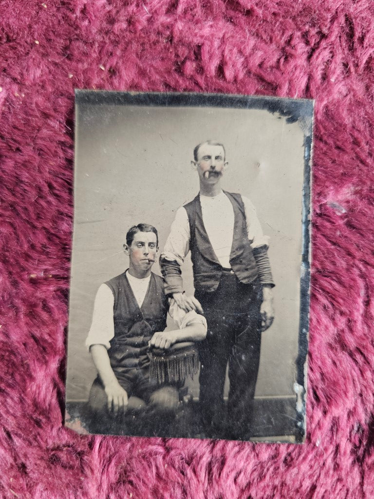 Likely Occupational Tintype Of Men With Cigars