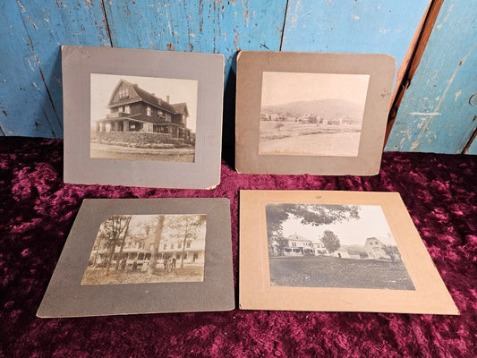 Group Of Four Boarded Photos Of Buildings, Houses