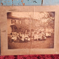 Lot 123 - Boarded Exterior Photo Of Large Children'S Party, Crease/Rip Down Middle, Repaired With Cardboard Backing