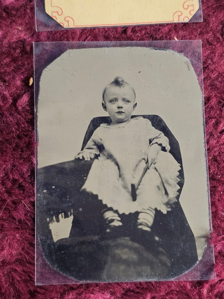 Grouping Of Four Tintypes Of Babies And Children