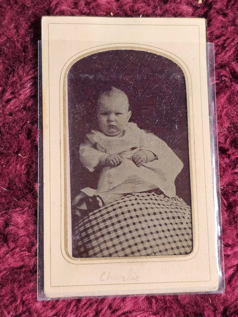 Grouping Of Four Tintypes Of Babies And Children