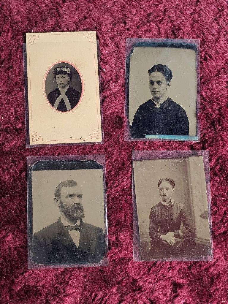 Grouping Of 4 Tintypes Of Men And Women